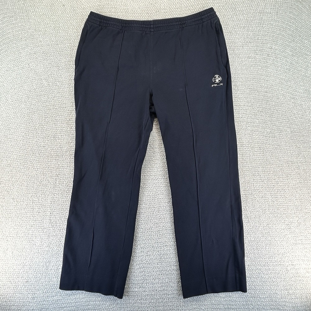 RLX Ralph‎ Lauren Sweatpants Mens XL Navy Blue Pleated Pockets Athleisure Y2K